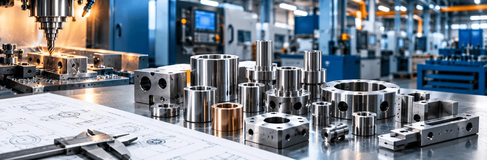 Precision Machined Components in a CNC Workshop